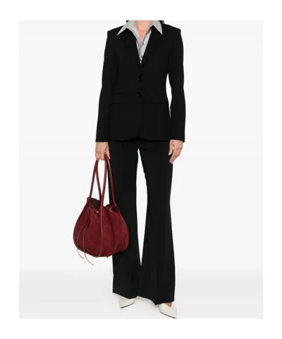 Pinko Tailored Black Jacket With Notched Lapel And Structured Shoulders In Black