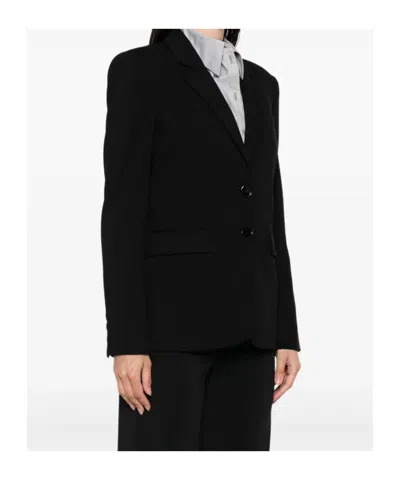 Pinko Tailored Black Jacket With Notched Lapel And Structured Shoulders In Black