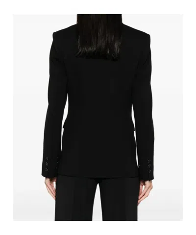 Pinko Tailored Black Jacket With Notched Lapel And Structured Shoulders In Black
