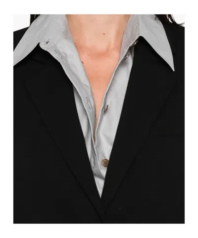 Pinko Tailored Black Jacket With Notched Lapel And Structured Shoulders In Black