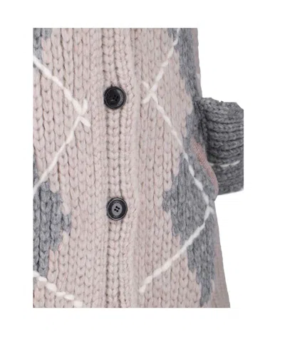 Ermanno Scervino Argyle-pattern Pocket Cardigan In Gray