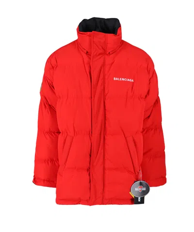 Balenciaga Logo Reversible Down Jacket In Black