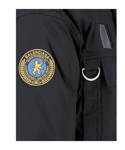 Balenciaga Logo Reversible Down Jacket In Black