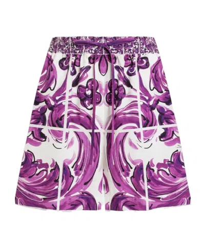 Dolce & Gabbana Majolica-print Poplin Shorts In Pink