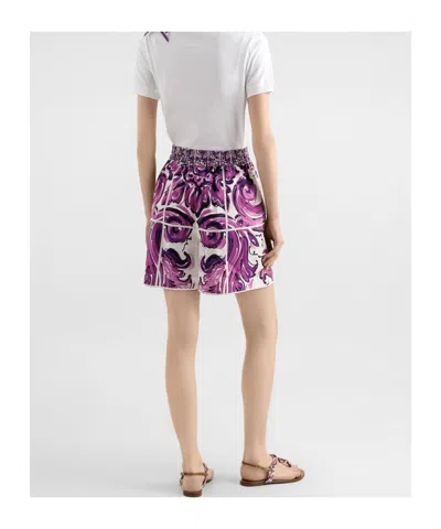 Dolce & Gabbana Majolica-print Poplin Shorts In Pink
