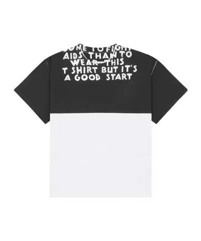 Mm6 Maison Margiela Mm6 By Maison Margiela Bicolor Contrast Print T-shirt With Round Neckline And Short Sleeves In White