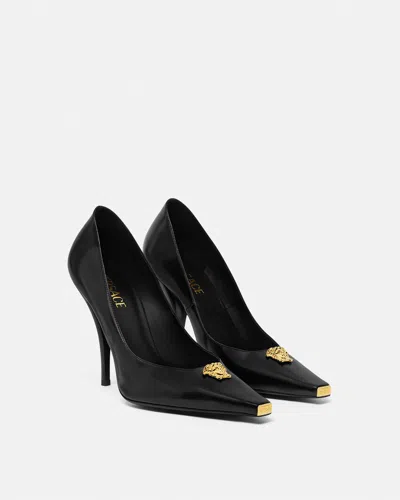 Versace 110mm La Medusa Leather Pumps With Heels In Black
