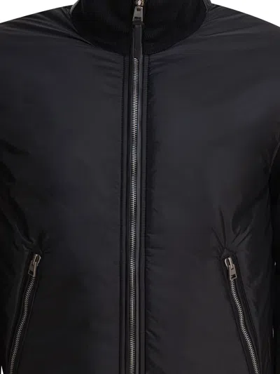 Tom Ford Light Nylon Merino Zip Through In Black