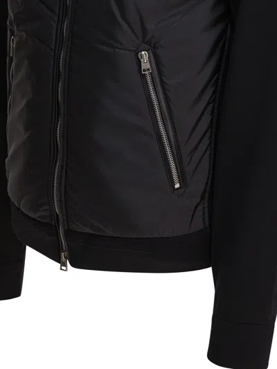 Tom Ford Light Nylon Merino Zip Through In Black