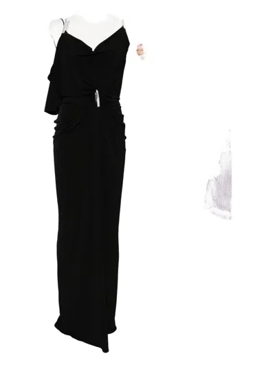Coperni Draped Washing-clip Evening Dress In Black