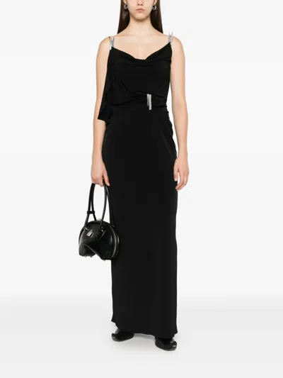 Coperni Draped Washing-clip Evening Dress In Black
