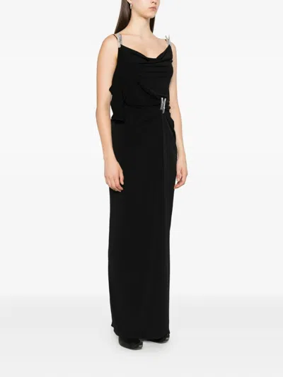 Coperni Draped Washing-clip Evening Dress In Black