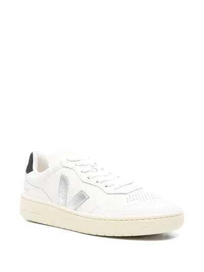 Veja V-90 Ot White Silver Black Sneakers In White