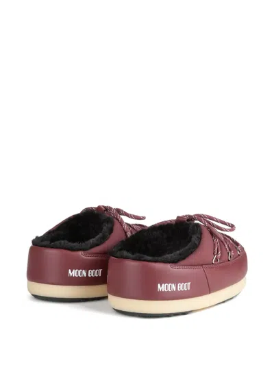Moon Boot Lace-up Mule Boots In Red