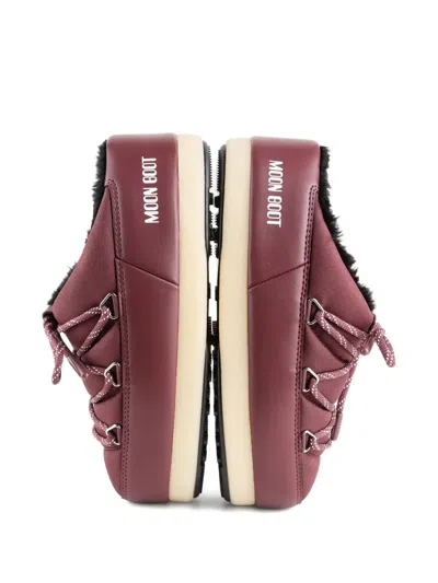Moon Boot Lace-up Mule Boots In Red