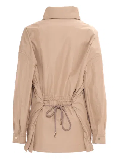 Moorer Olinda Drawstring-waist Jacket In Pink