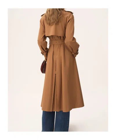 Chloé Long Water-repellent Beige Trench Coat In Cotton Gabardine In Brown
