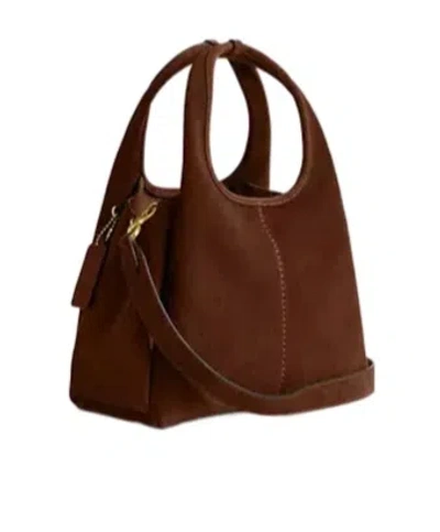 Coach Suede Tote Bag Detachable Strap In Brown
