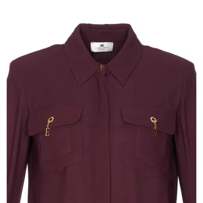 Elisabetta Franchi Shirt With Chest Pockets And Collared Neck In Red