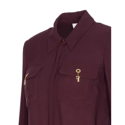 Elisabetta Franchi Shirt With Chest Pockets And Collared Neck In Red