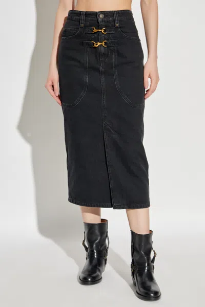 Isabel Marant 'pavina' Denim Midi Skirt In Black