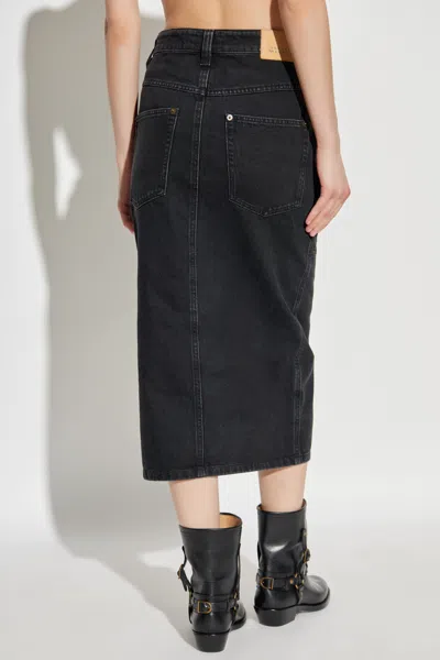 Isabel Marant 'pavina' Denim Midi Skirt In Black