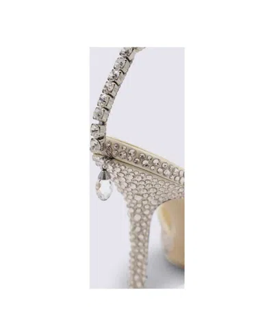 Jimmy Choo Saeda Glitter Crystal Ankle Strap Pointed Toe Pump In Silver