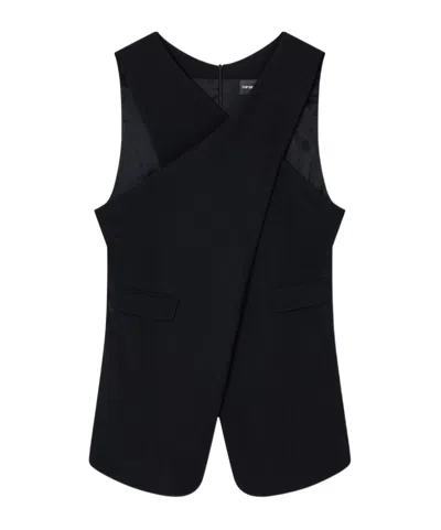Emporio Armani Draped Sleeveless Top With Asymmetric Panel In Black