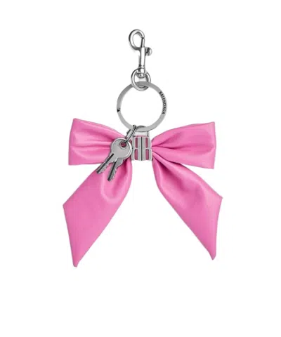 Balenciaga Whimsical Bow Keyring In Soft Pink Material In Pink