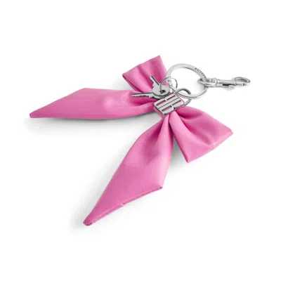 Balenciaga Whimsical Bow Keyring In Soft Pink Material In Pink