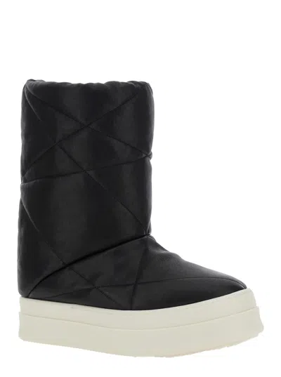 Rick Owens Italian Leather Boot For Men In Black
