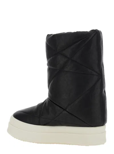 Rick Owens Italian Leather Boot For Men In Black