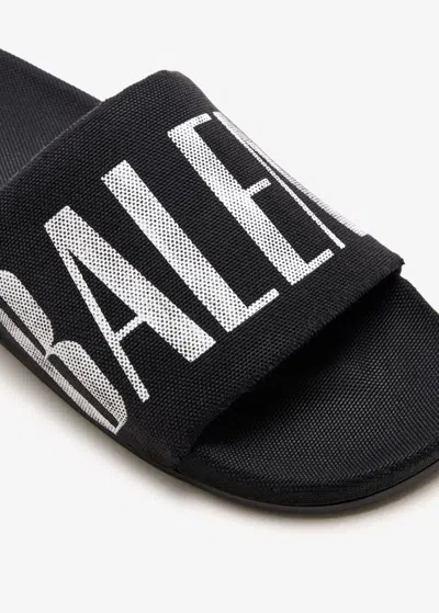 Balenciaga Slide Sandals With Flat Sole And Open Toe In Black