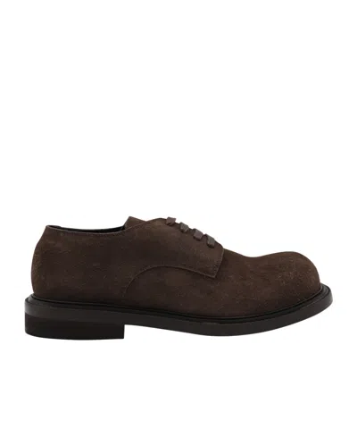 Moschino Lace-up Brogues Leather Sole In Brown