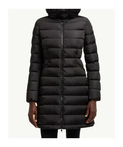 Moncler Black Flammette Down Jacket In Nylon Technique