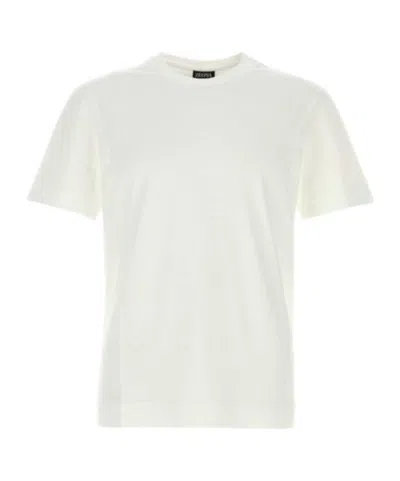 Zegna Slim-fit Logo-embroidered Cotton-jersey T-shirt In White