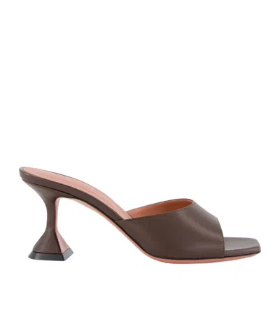 Amina Muaddi Lupita Open-toe Sculptural-heel Sandals In Brown