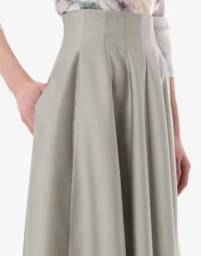 Alberta Ferretti High-waisted Midi Skirt With Structured Pleats In Gray