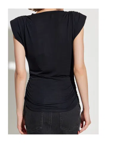 Isabel Marant Étoile Fitted Black Top With Gathered Shoulders And Ruched Sides In Black