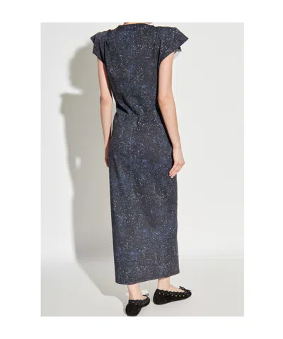 Isabel Marant Mid-length Dress With Midnight Blue Print In Black