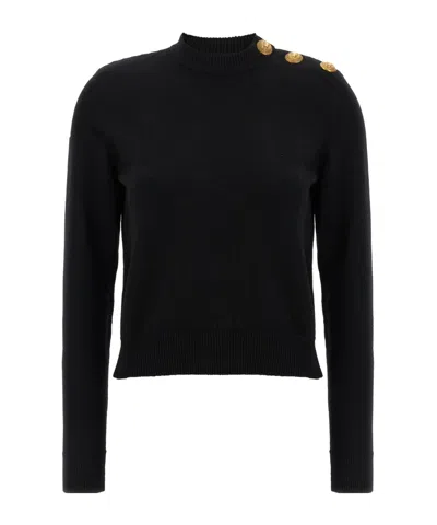 Balmain Eco-cashmere Button Sweater Sweaters And Cardigans Black In Black