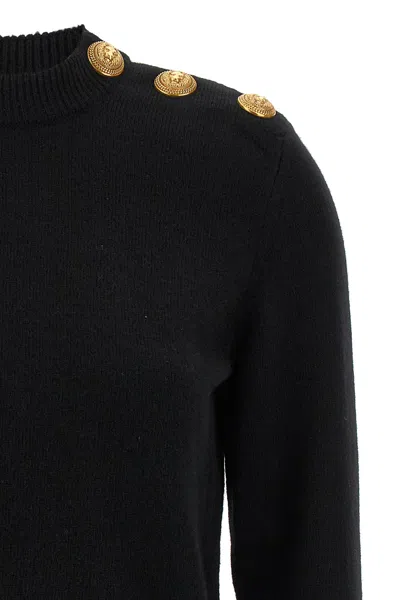 Balmain Eco-cashmere Button Sweater Sweaters And Cardigans Black In Black