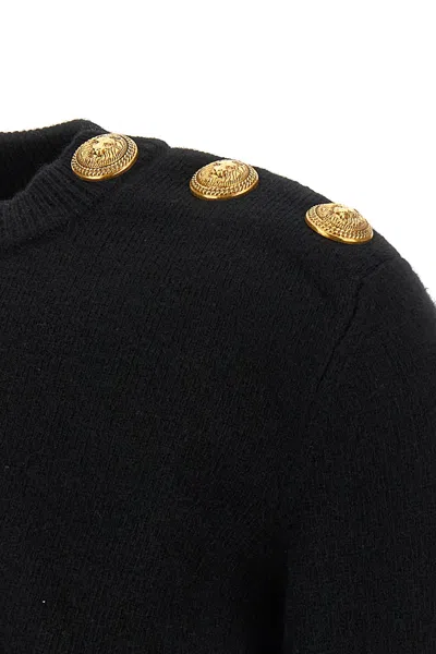 Balmain Eco-cashmere Button Sweater Sweaters And Cardigans Black In Black