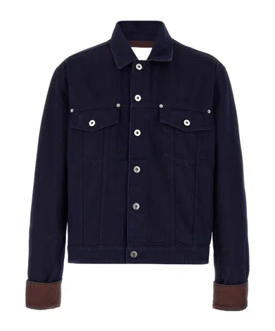 Jw Anderson J. W. Anderson Cropped Denim Jacket With Contrasting Cuffs In Blue