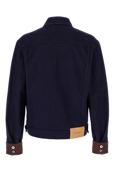 Jw Anderson J. W. Anderson Cropped Denim Jacket With Contrasting Cuffs In Blue