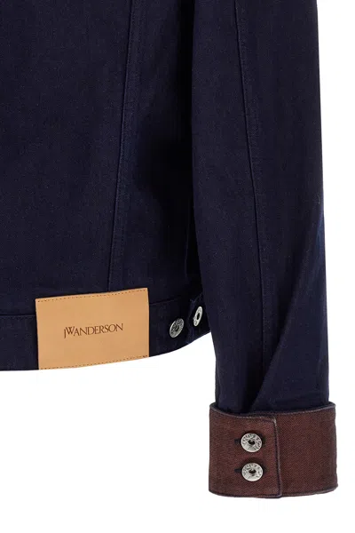 Jw Anderson J. W. Anderson Cropped Denim Jacket With Contrasting Cuffs In Blue