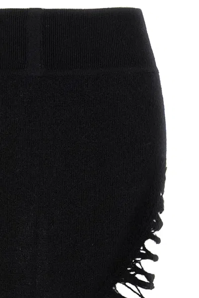 Rick Owens Long Skirt With Cut-out Design And Distressed Effect In Black