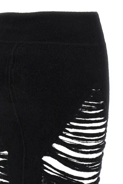 Rick Owens Long Skirt With Cut-out Design And Distressed Effect In Black