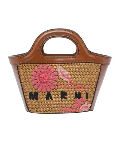 Marni Borsa A Mano In Rafia Caramello  Donna In Multi