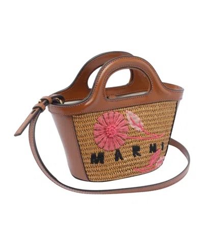Marni Borsa A Mano In Rafia Caramello  Donna In Multi